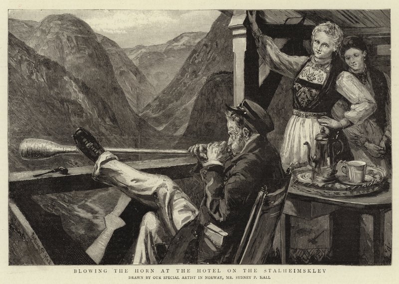 Blowing the Horn at the Hotel on the Stalheimsklev by Sydney Prior Hall