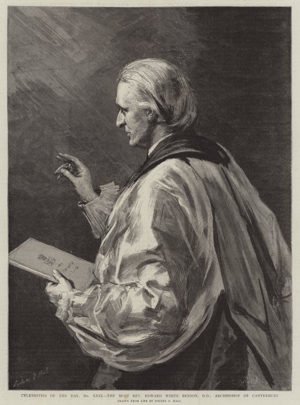Celebrities of the Day, No XXXI, the Most Reverend Edward White Benson, DD, Archbishop of Canterbury by Sydney Prior Hall