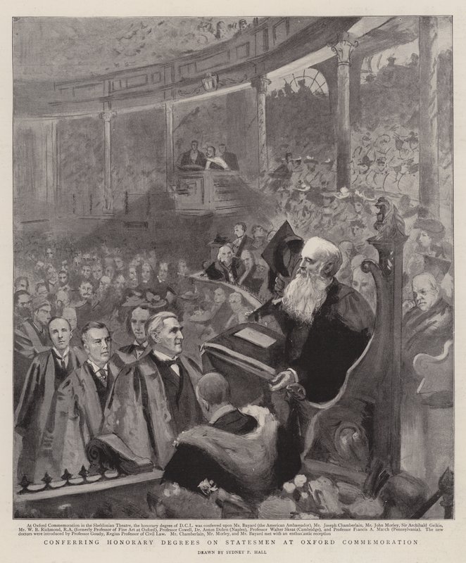 Conferring Honorary Degrees on Statesmen at Oxford Commemoration by Sydney Prior Hall