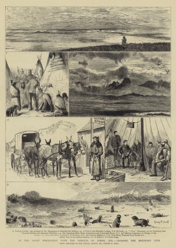 In the Great North-West with the Marquis of Lorne, XIX, crossing the Boundary Line by Sydney Prior Hall