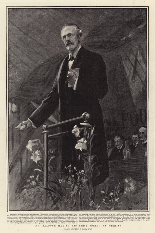 Mr Balfour making his First Speech as Premier by Sydney Prior Hall