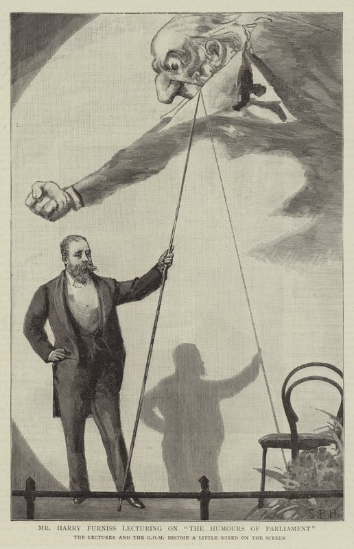Mr Harry Furniss Lecturing on The Humours of Parliament by Sydney Prior Hall
