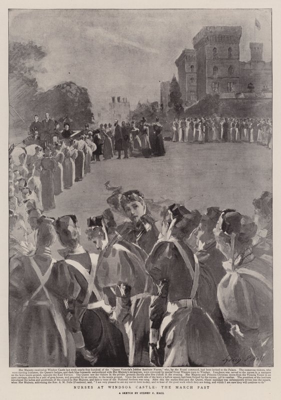 Nurses at Windsor Castle, the March Past by Sydney Prior Hall