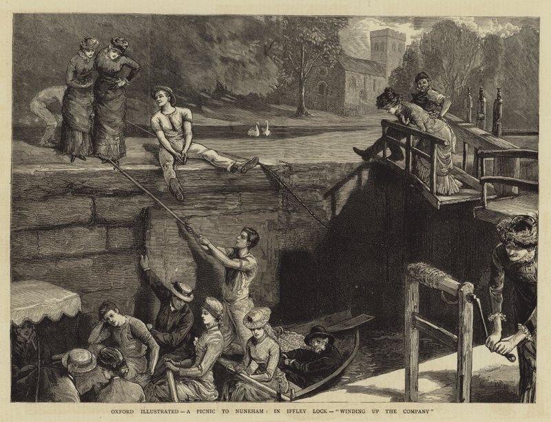 Oxford Illustrated, a Picnic to Nuneham, in Iffley Lock, Winding Up the Company by Sydney Prior Hall