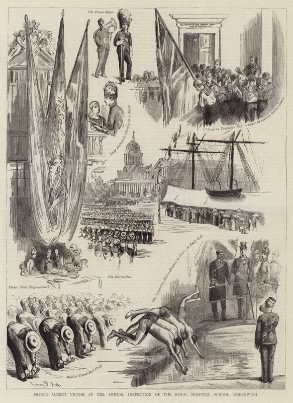Prince Albert Victor at the Annual Inspection of the Royal Hospital School, Greenwich by Sydney Prior Hall