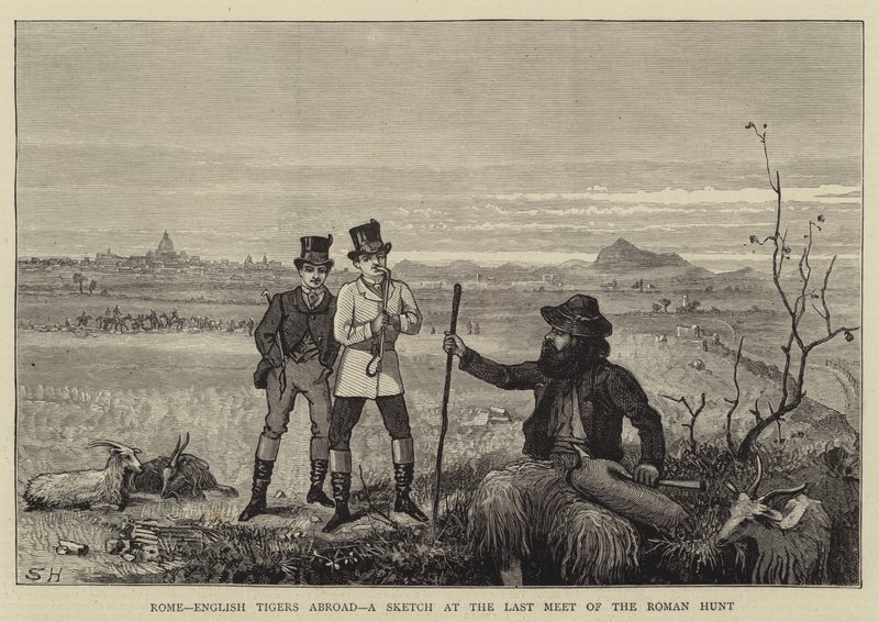 Rome, English Tigers Abroad, a Sketch at the Last Meet of the Roman Hunt by Sydney Prior Hall