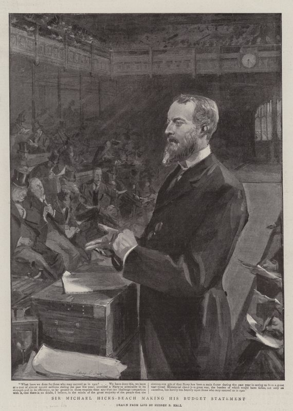 Sir Michael Hicks-Beach making his Budget Statement by Sydney Prior Hall