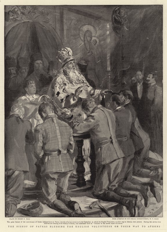 The Bishop of Patras Blessing the English Volunteers on Their Way to Athens by Sydney Prior Hall