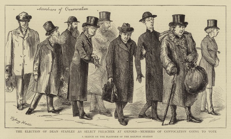 The Election of Dean Stanley as Select Preacher at Oxford, Members of Convocation going to Vote by Sydney Prior Hall
