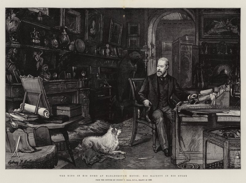 The King in his Home at Marlborough House, His Majesty in his Study by Sydney Prior Hall