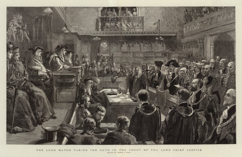 The Lord Mayor Taking the Oath in the Court of the Lord Chief Justice by Sydney Prior Hall
