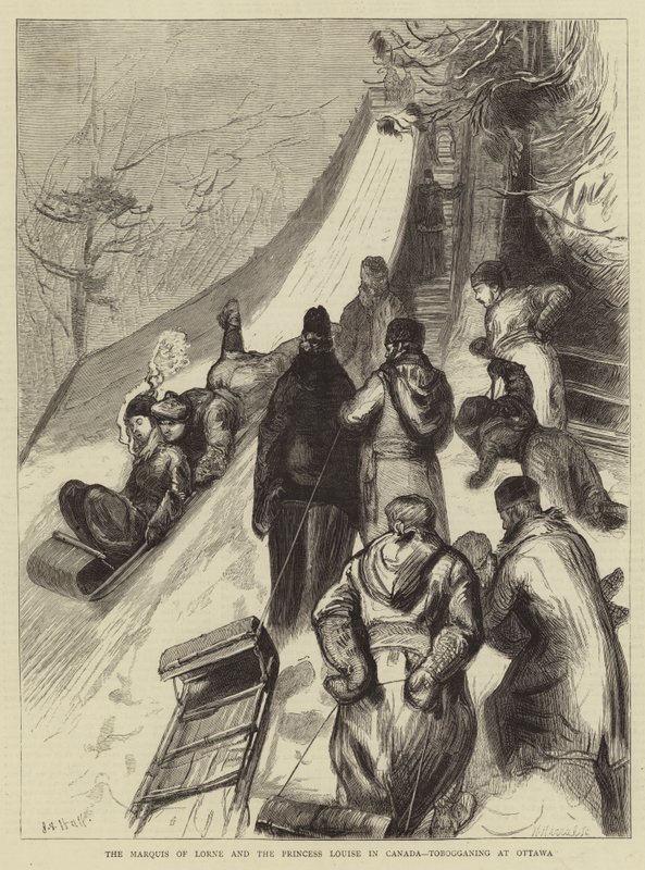 The Marquis of Lorne and the Princess Louise in Canada, Tobogganing at Ottawa by Sydney Prior Hall