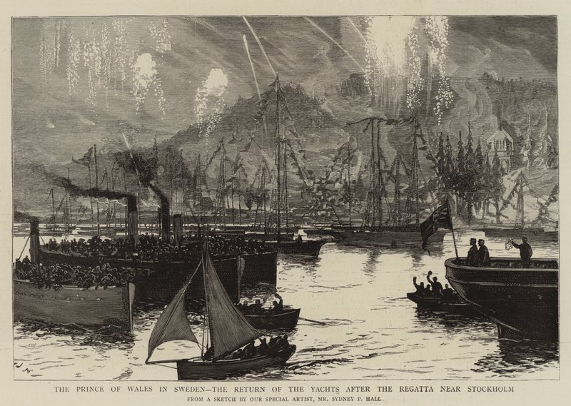 The Prince of Wales in Sweden, the Return of the Yachts after the Regatta near Stockholm by Sydney Prior Hall