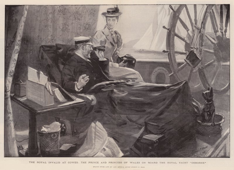 The Royal Invalid at Cowes, the Prince and Princess of Wales on Board the Royal Yacht Osborne by Sydney Prior Hall
