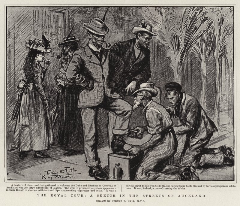 The Royal Tour, a Sketch in the Streets of Auckland by Sydney Prior Hall