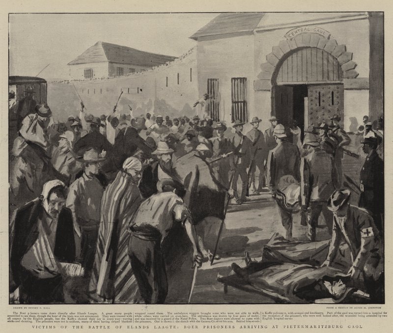Victims of the Battle of Elands Laagte, Boer Prisoners arriving at Pietermaritzburg Gaol by Sydney Prior Hall