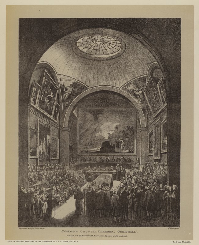 Common Council Chamber, Guildhall, City of London, 1808 by T. and Pugin Rowlandson