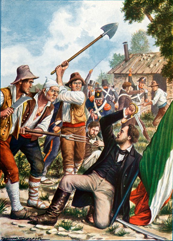 Carlo Pisacane, leader of the Sapri expedition, is killed by Tancredi Scarpelli