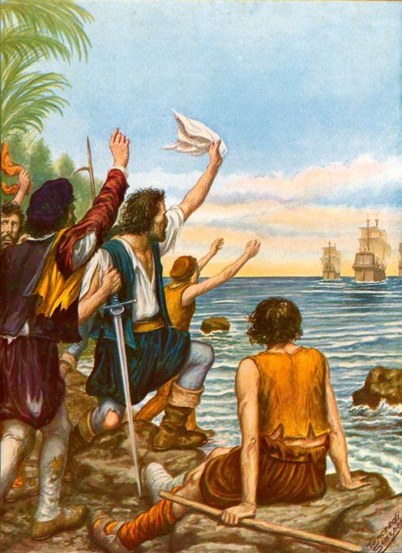 Diego Masques, Captain of One of the Ships from the Second Expedition of Christopher Columbus, Left on an Island with Eight Men by Tancredi Scarpelli