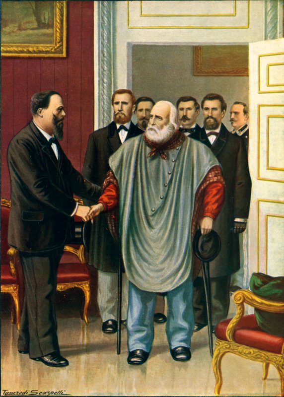 Garibaldi visiting Vittorio Emanuele in Rome by Tancredi Scarpelli