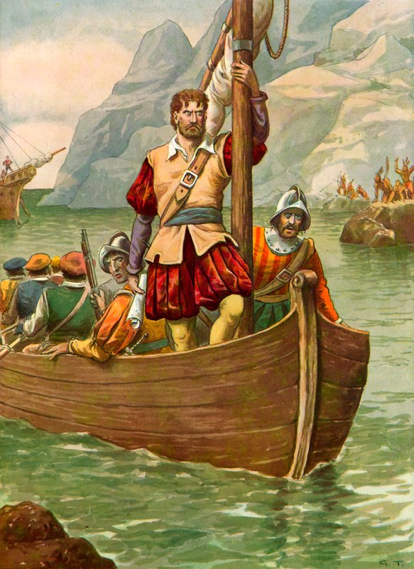 Giovanni da Verrazzano on the River Hudson by Tancredi Scarpelli