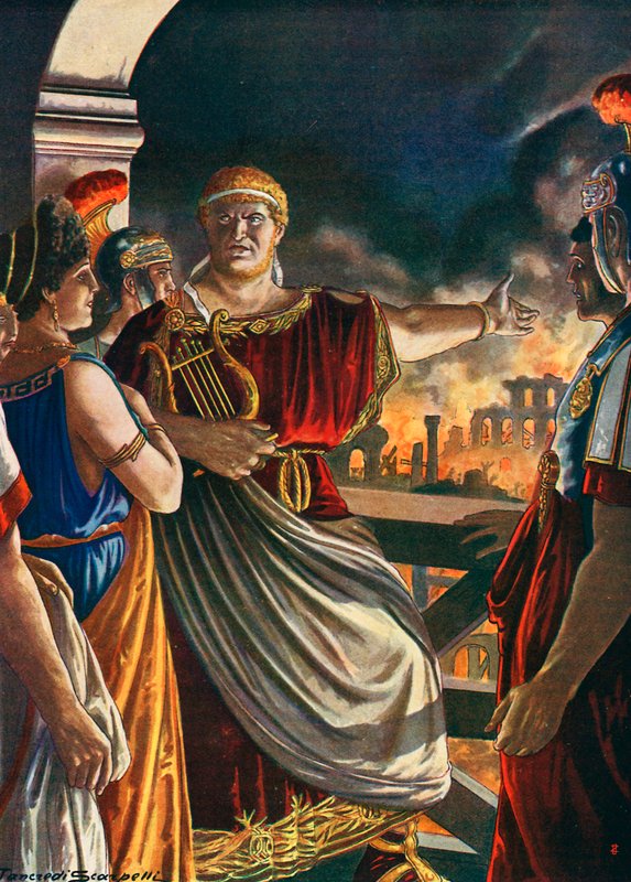 Nero watching Rome burn by Tancredi Scarpelli