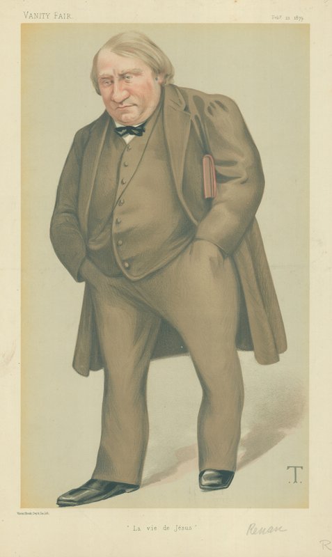 Mr Joseph Ernest Renan, La vie de Jesus, 22 February 1879, Vanity Fair cartoon by Theobald Chartran
