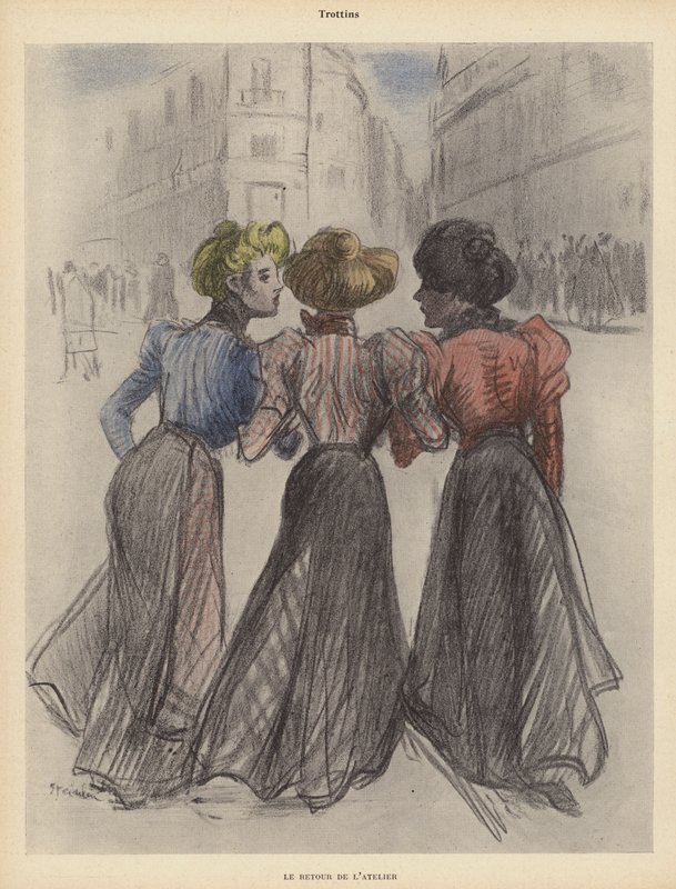 Three Women Walking Down the Street by Theophile Alexandre (after) Steinlen