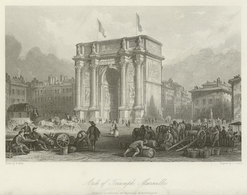 Arch of Triumph, Marseilles by Thomas Allom