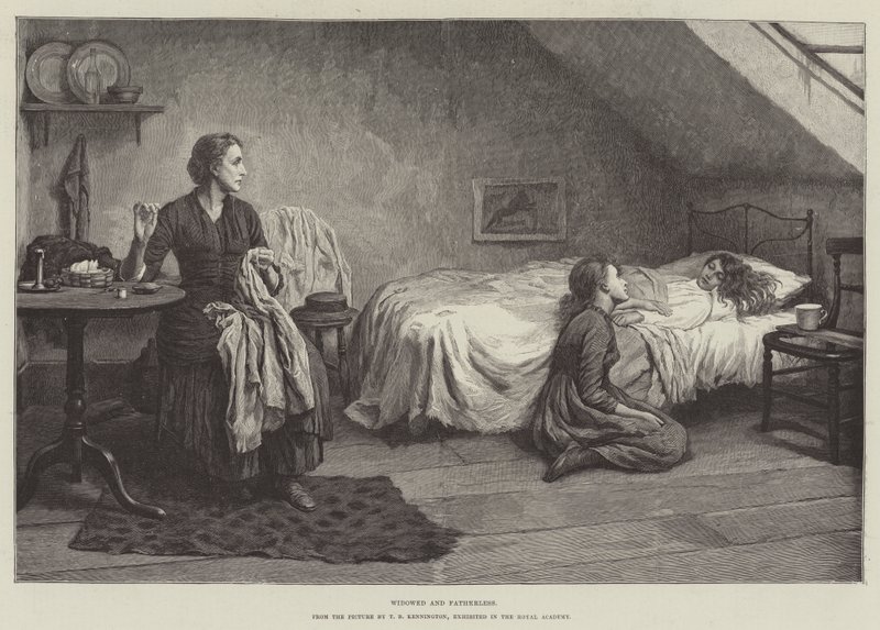 Widowed and Fatherless, exhibited in the Royal Academy by Thomas Benjamin Kennington