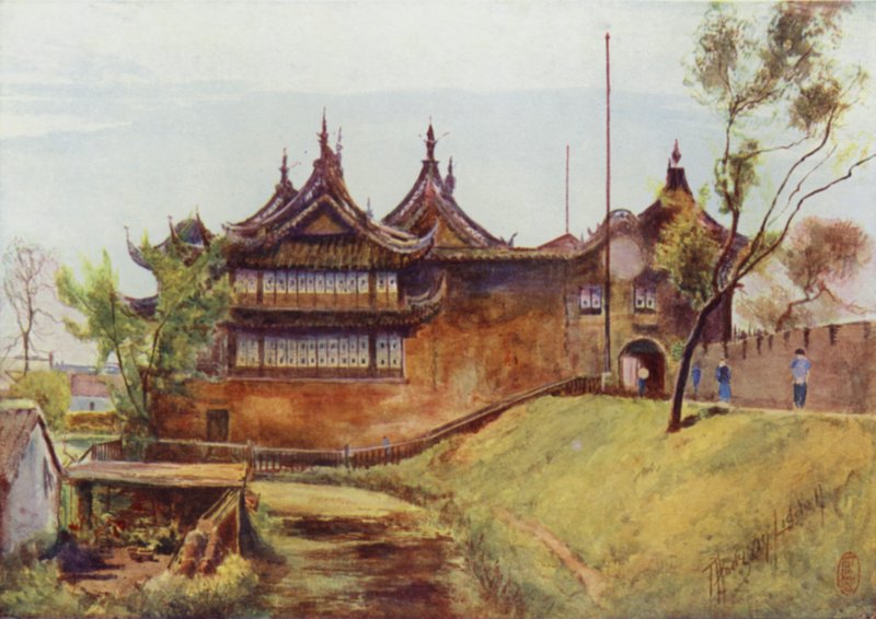 Shanghai, the Piece-Goods Temple, City Wall by Thomas Hodgson Liddell