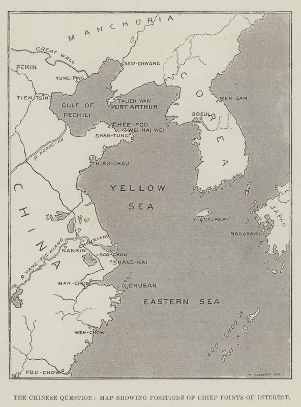 The Chinese Question, Map Showing Positions of Chief Points of Interest by Thomas Sulman