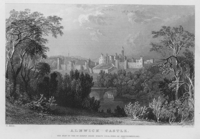 Alnwick Castle, the seat of Hugh Percy, Duke of Northumberland by Thomas (after) Allom