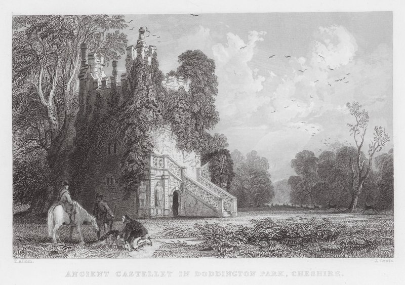 Ancient Castellet in Doddington Park, Cheshire by Thomas (after) Allom