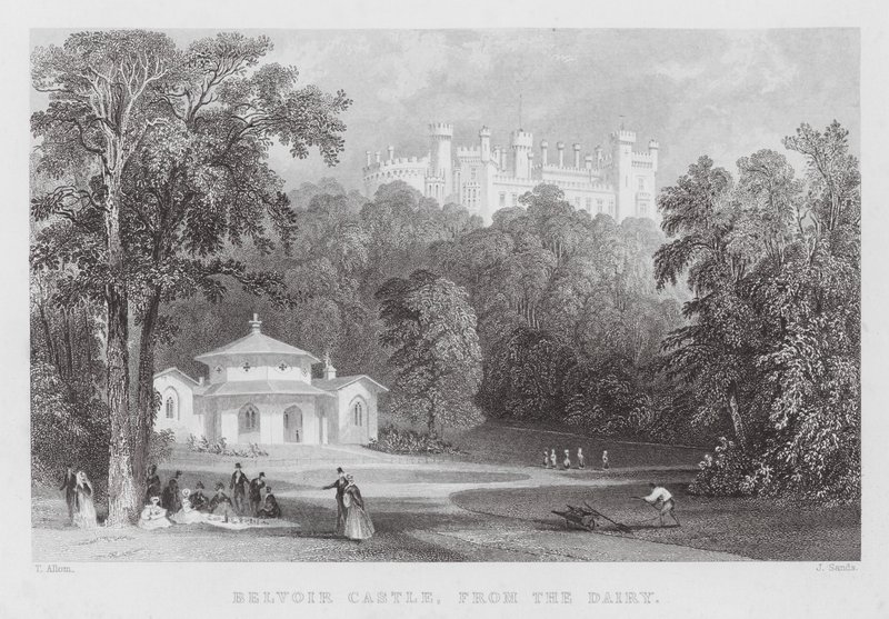 Belvoir Castle, from the Dairy by Thomas (after) Allom