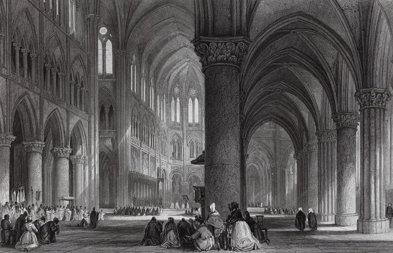 Cathedral of Notre Dame, Paris (engraving) by Thomas (after) Allom