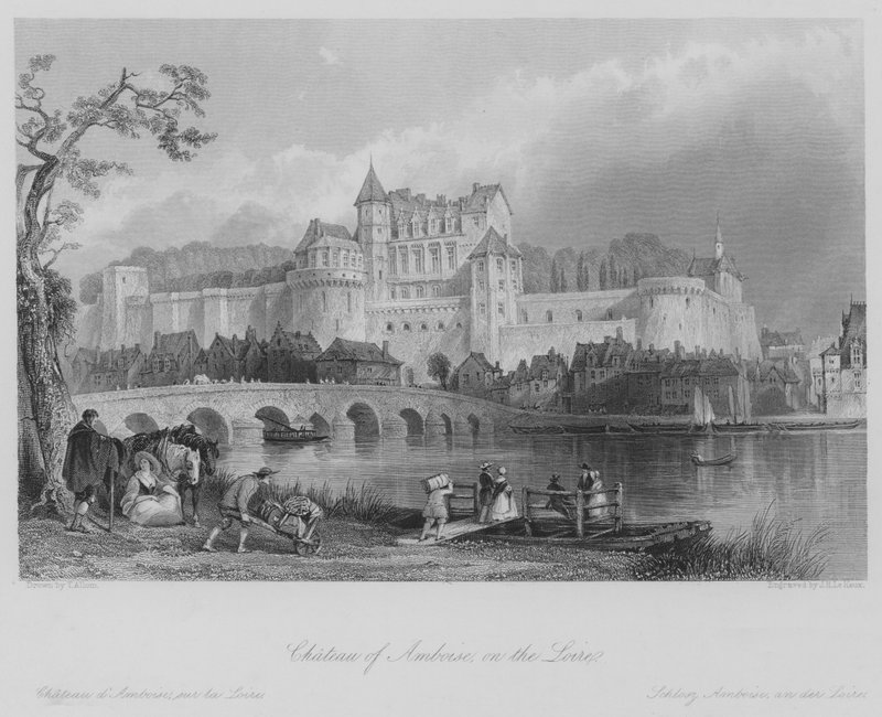 Chateau of Amboise, on the Loire by Thomas (after) Allom