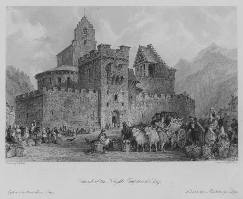 Church of the Knights Templars, at Luz by Thomas (after) Allom
