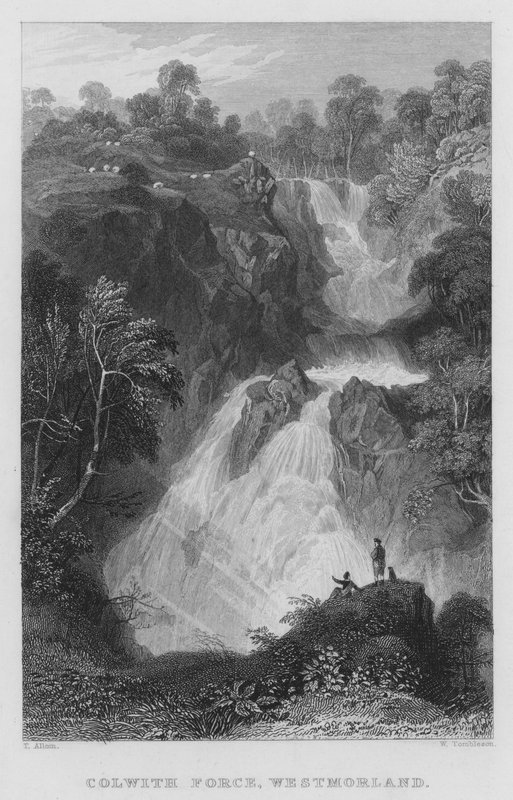 Colwith Force, Westmorland (engraving) by Thomas (after) Allom