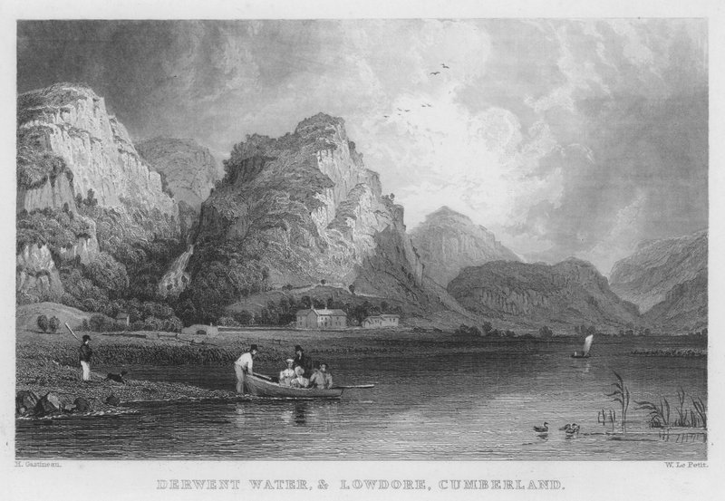 Derwent Water, and Lowdore, Cumberland by Thomas (after) Allom