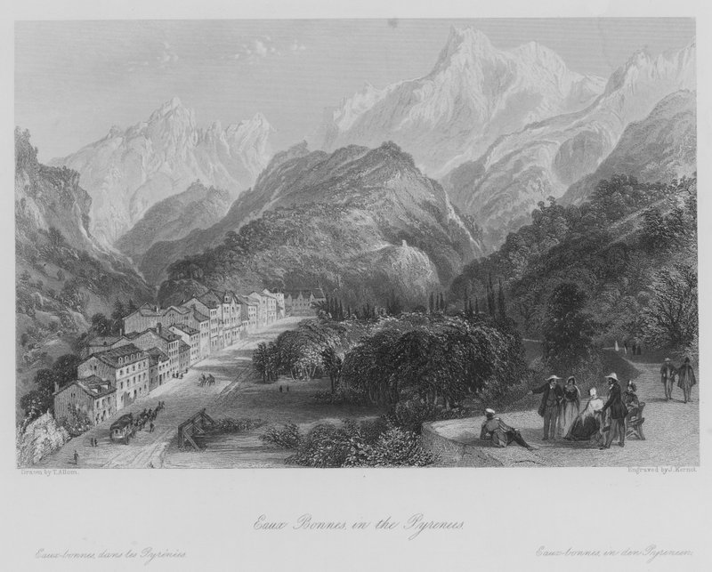 Eaux Bonnes, in the Pyrenees (engraving) by Thomas (after) Allom