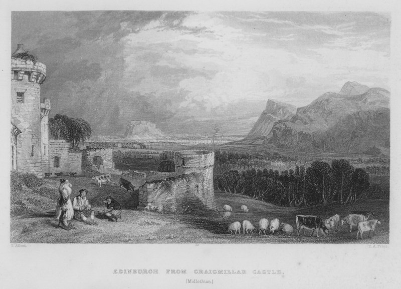 Edinburgh from Craigmillar Castle, Midlothian by Thomas (after) Allom
