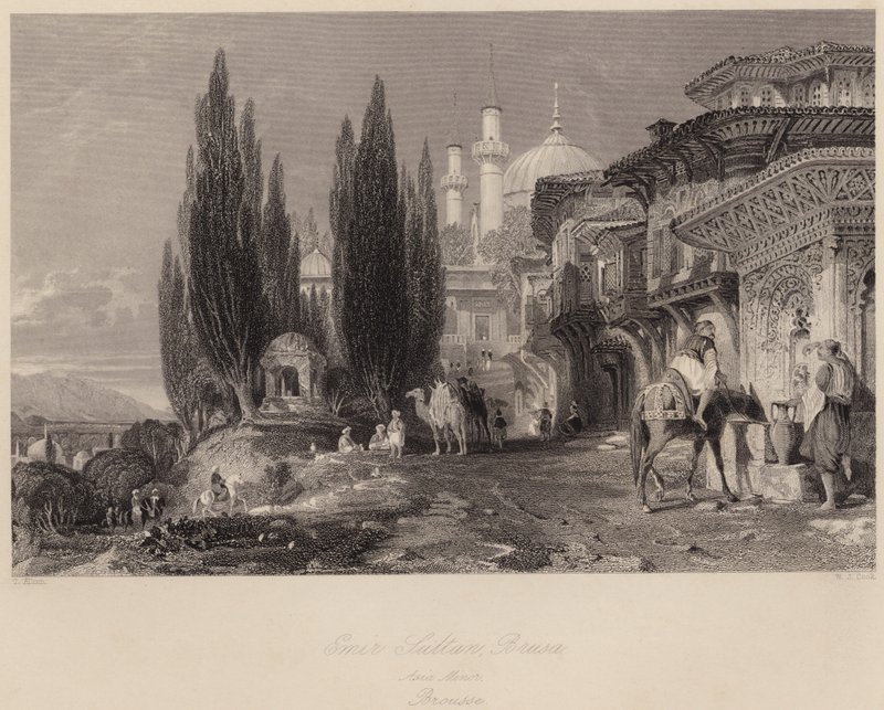 Emir Sultan, Brusa, Asia Minor, Brousse by Thomas (after) Allom
