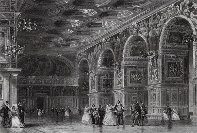 Gallery of Henry II at Fontainebleau by Thomas (after) Allom