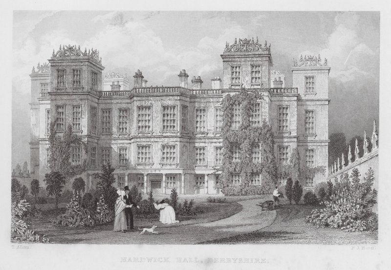 Hardwick Hall, Derbyshire by Thomas (after) Allom