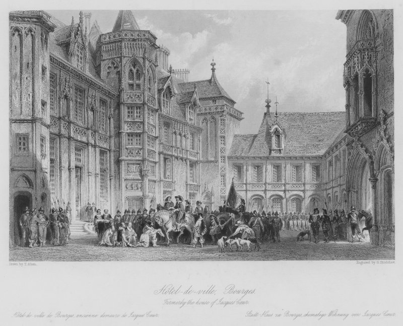 Hotel-de-ville, Bourges, Formerly the House of Jacques Coeur by Thomas (after) Allom