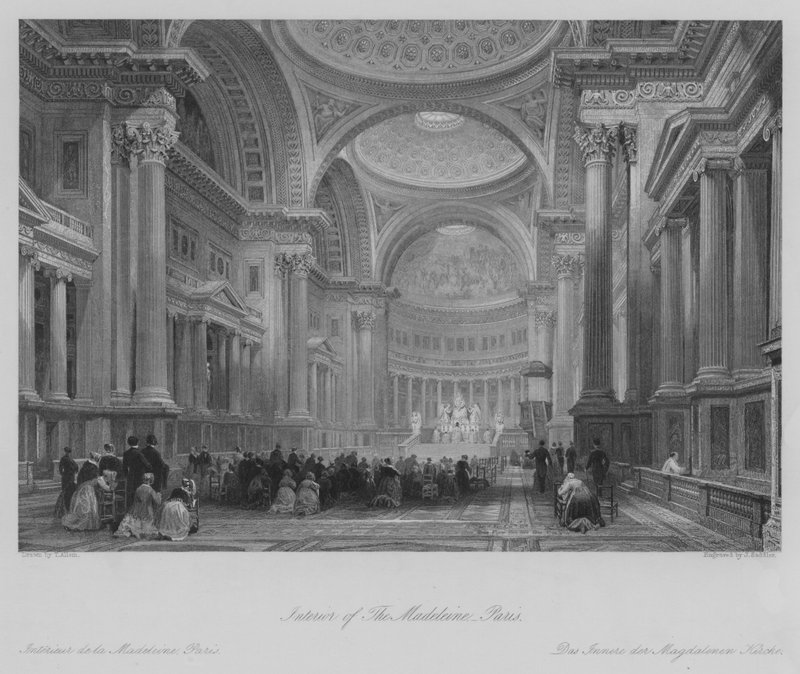 Interior of the Madeleine, Paris by Thomas (after) Allom