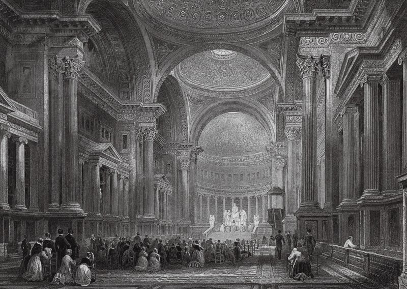 Interior of the Madeleine, Paris by Thomas (after) Allom