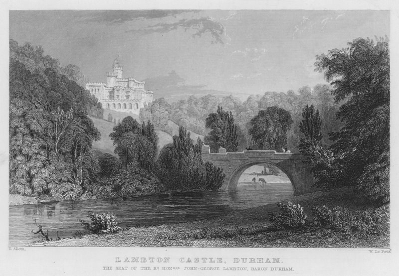 Lambton Castle, Durham, the Seat of John-George Lambton, Baron Durham (engraving) by Thomas (after) Allom