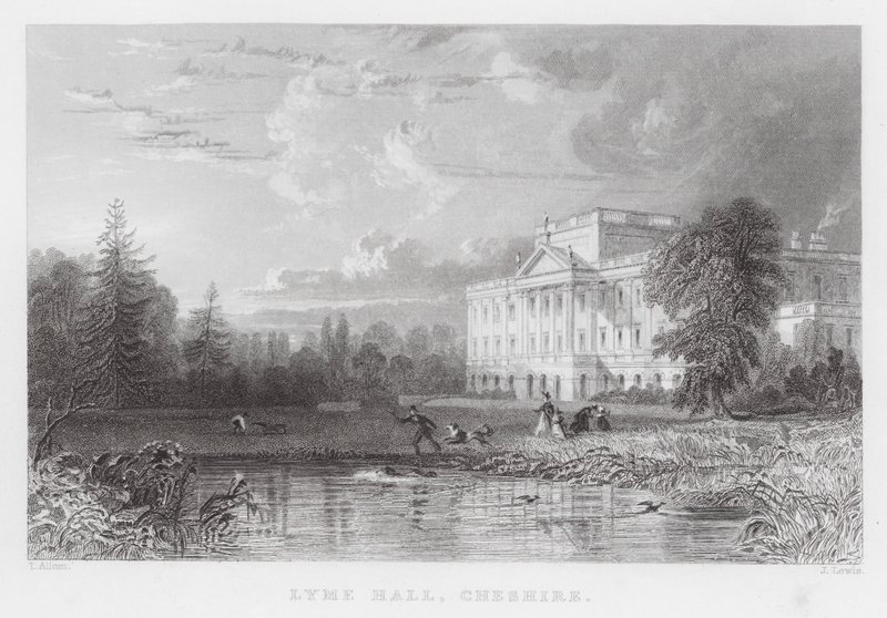 Lyme Hall, Cheshire (engraving) by Thomas (after) Allom